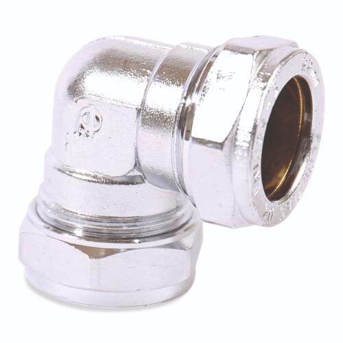 An image of the Flowflex Chrome Plated Compression Equal & Reduced Elbow, product code: P801CP