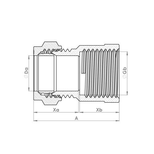 The technical schematic of the Flowflex Chrome Plated Compression Female Adaptor, product code: P903CP