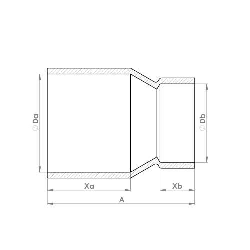 The technical schematic of the Flowflex End Feed Reduced Coupling, product code: 5240