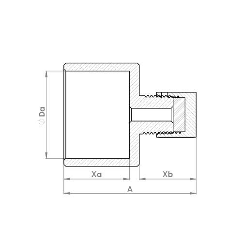 The technical schematic of the Flowflex End Feed Air Vent, product code: P440EF