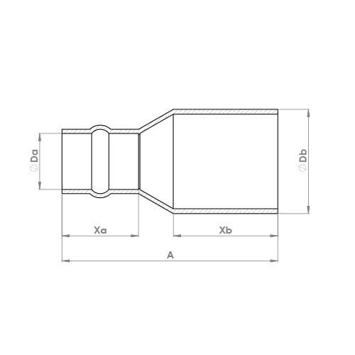 The technical schematic of the Flowflex Solder Ring Fitting Reducer, product code: C904SR