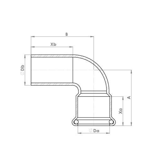 The technical schematic of the Flowflex Copper Press Street Elbow, product code: 6092M