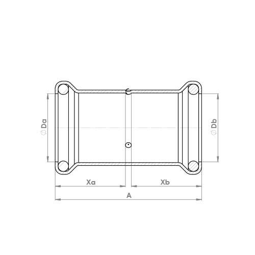 The technical schematic of the Flowflex Copper Press Straight Coupling, product code: 6270M