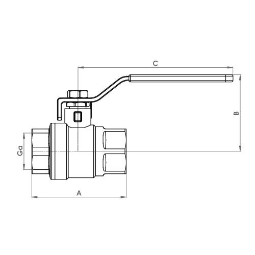 The technical schematic of the Flowflex Lever Arm Female Ball Valve, product code: 811