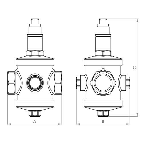 The technical schematic of the Flowflex Pressure Reducing Valve, product code: FTH4891NP