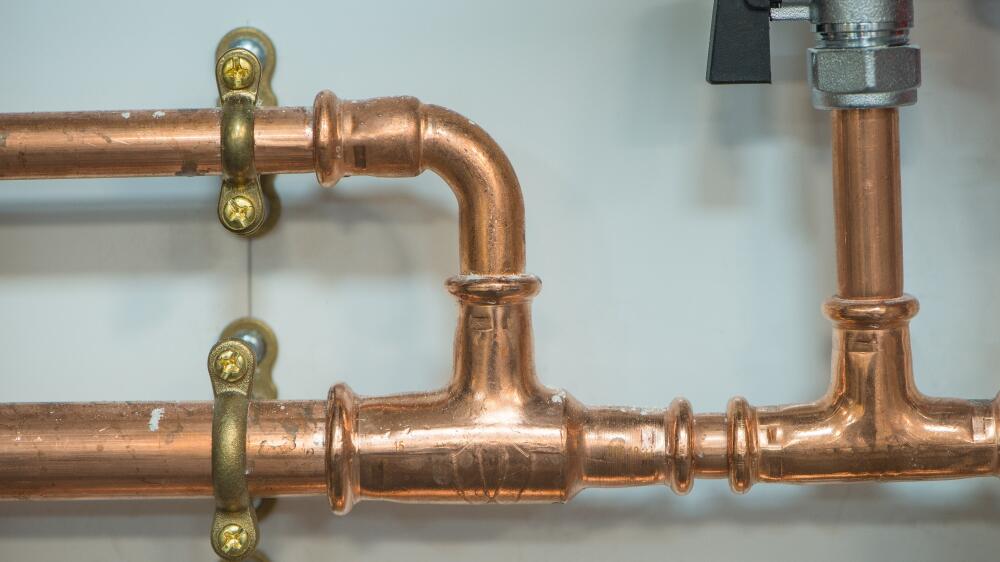 Copper plumbing system using M Profile Copper Press Fittings, demonstrating that Flowflex products provide secure and professional connections in complex piping layouts.